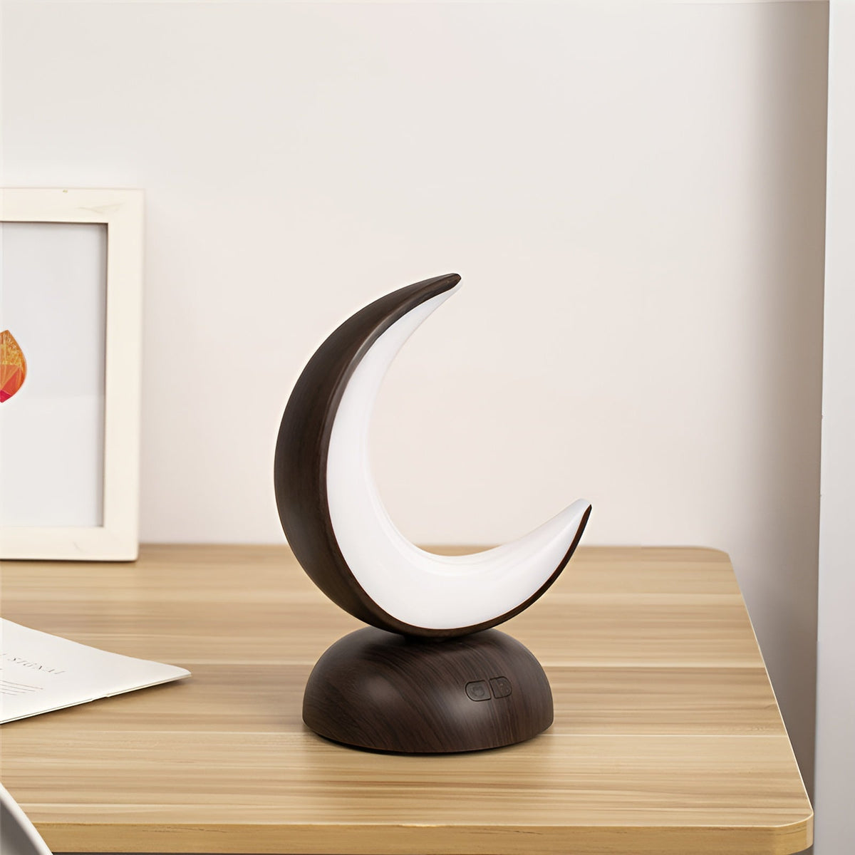 Moon Lamp Aromatherapy Diffuser – Wooden Base LED Night Light