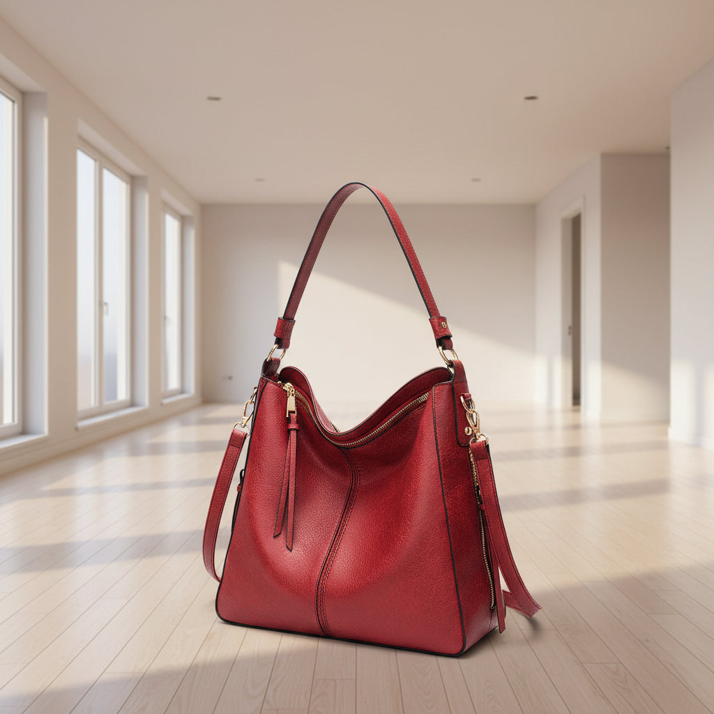 Women's Hobo Crossbody Shoulder Bag made of premium PU leather with large capacity, zipper closure, soft handle, and stylish everyday fashion design by Shardeco
