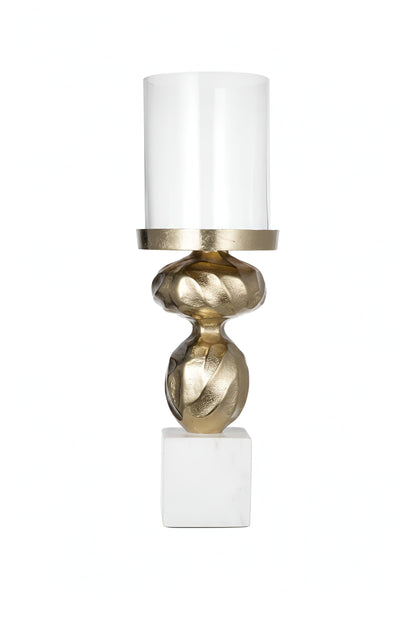 Marble & Aluminum Candle Holder – Modern Decorative Pillar Stand