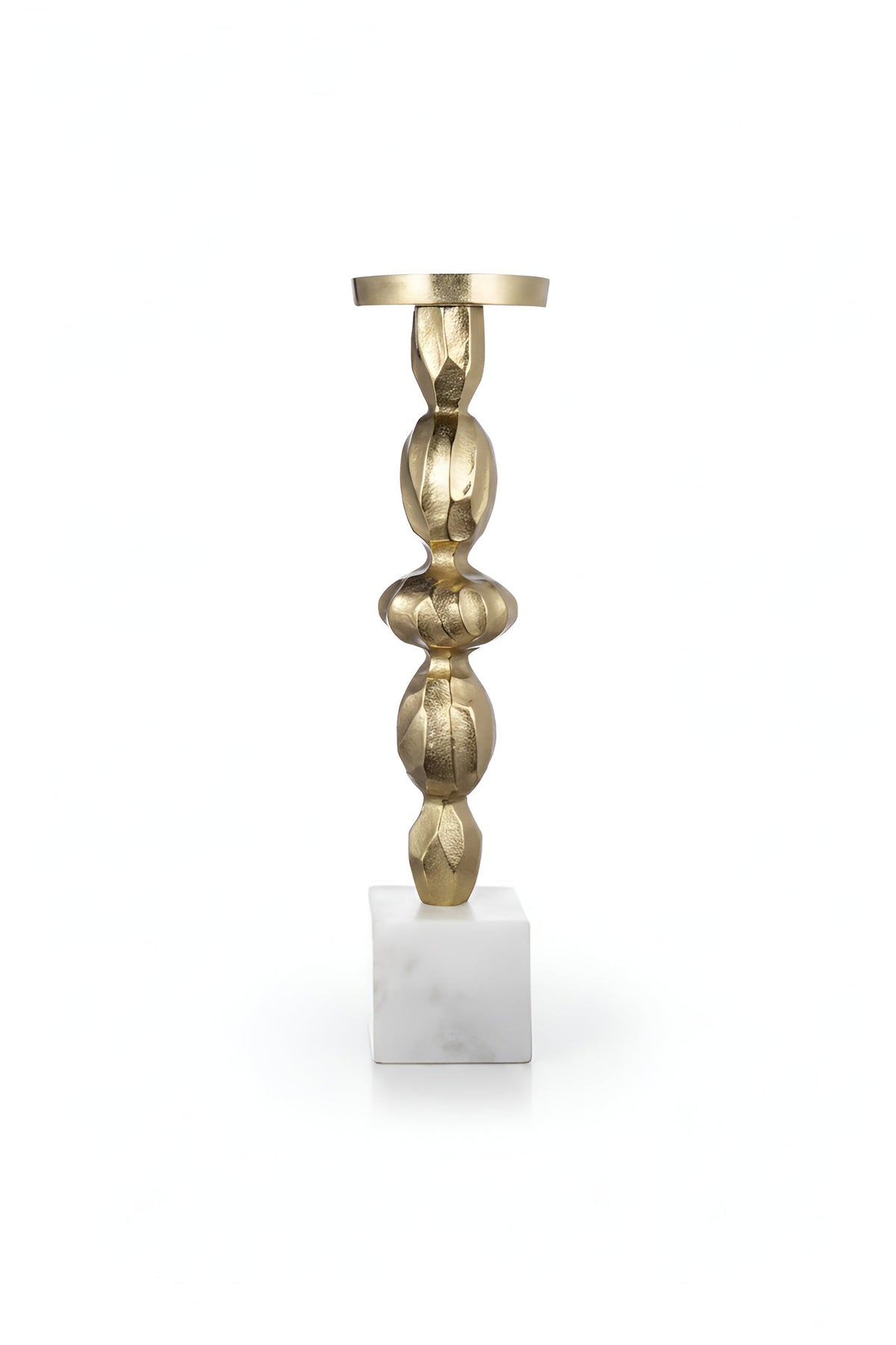 Marble & Aluminum Candle Holder – Modern Decorative Pillar Stand