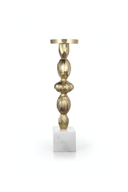 Marble & Aluminum Candle Holder – Modern Decorative Pillar Stand