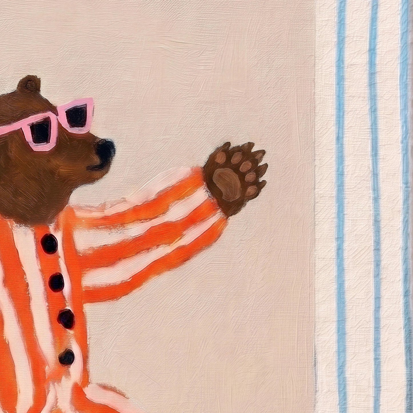 Skateboarding Bear Wall Art, Quirky Animal Oil Painting Print