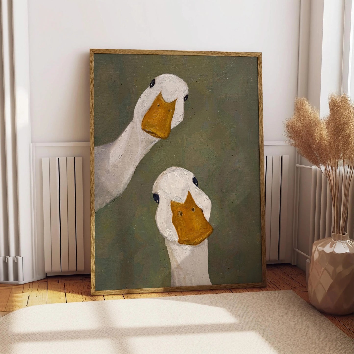 Funny Duck Print, Humorous Goose Portrait Wall Art