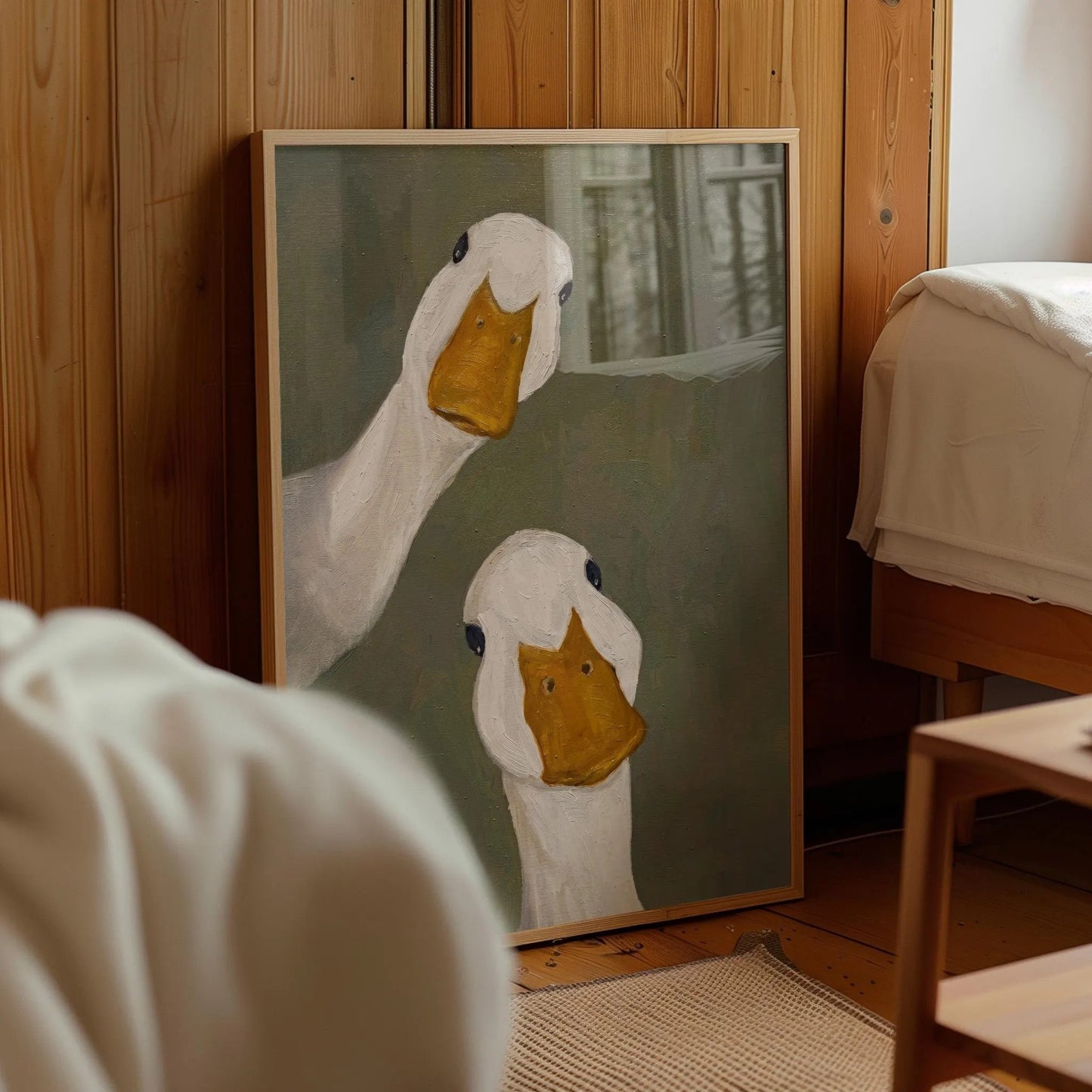 Funny Duck Print, Humorous Goose Portrait Wall Art