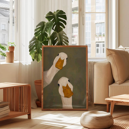 Funny Duck Print, Humorous Goose Portrait Wall Art