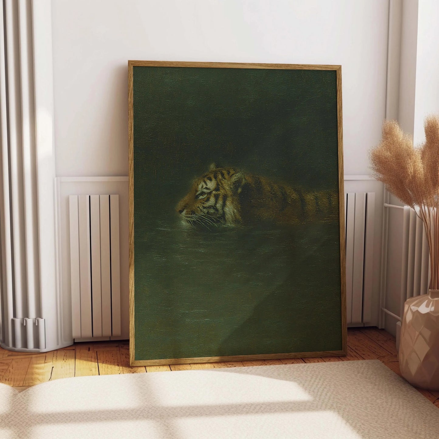 Tiger Wall Art, Vintage Oil Painting Print, Eclectic Wall Art