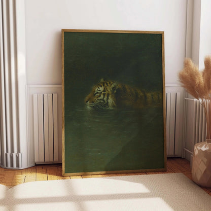 Tiger Wall Art, Vintage Oil Painting Print, Eclectic Wall Art