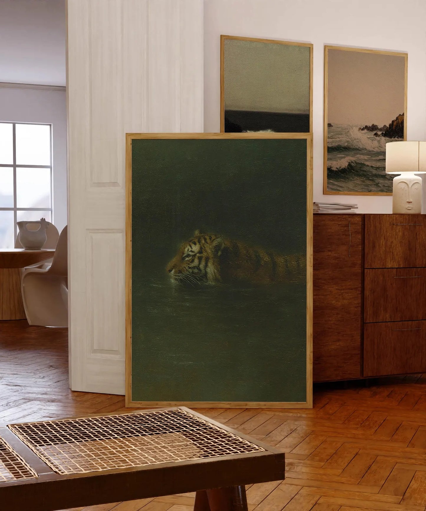 Tiger Wall Art, Vintage Oil Painting Print, Eclectic Wall Art