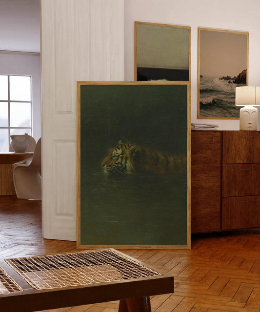 Tiger Wall Art, Vintage Oil Painting Print, Eclectic Wall Art