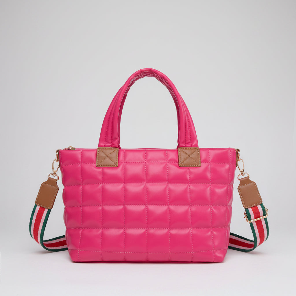 Lightweight quilted puffer tote bag for women featuring a spacious interior, soft shoulder straps, and a stylish design for everyday use by Shardeco