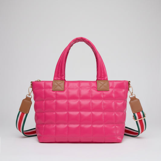 Lightweight quilted puffer tote bag for women featuring a spacious interior, soft shoulder straps, and a stylish design for everyday use by Shardeco