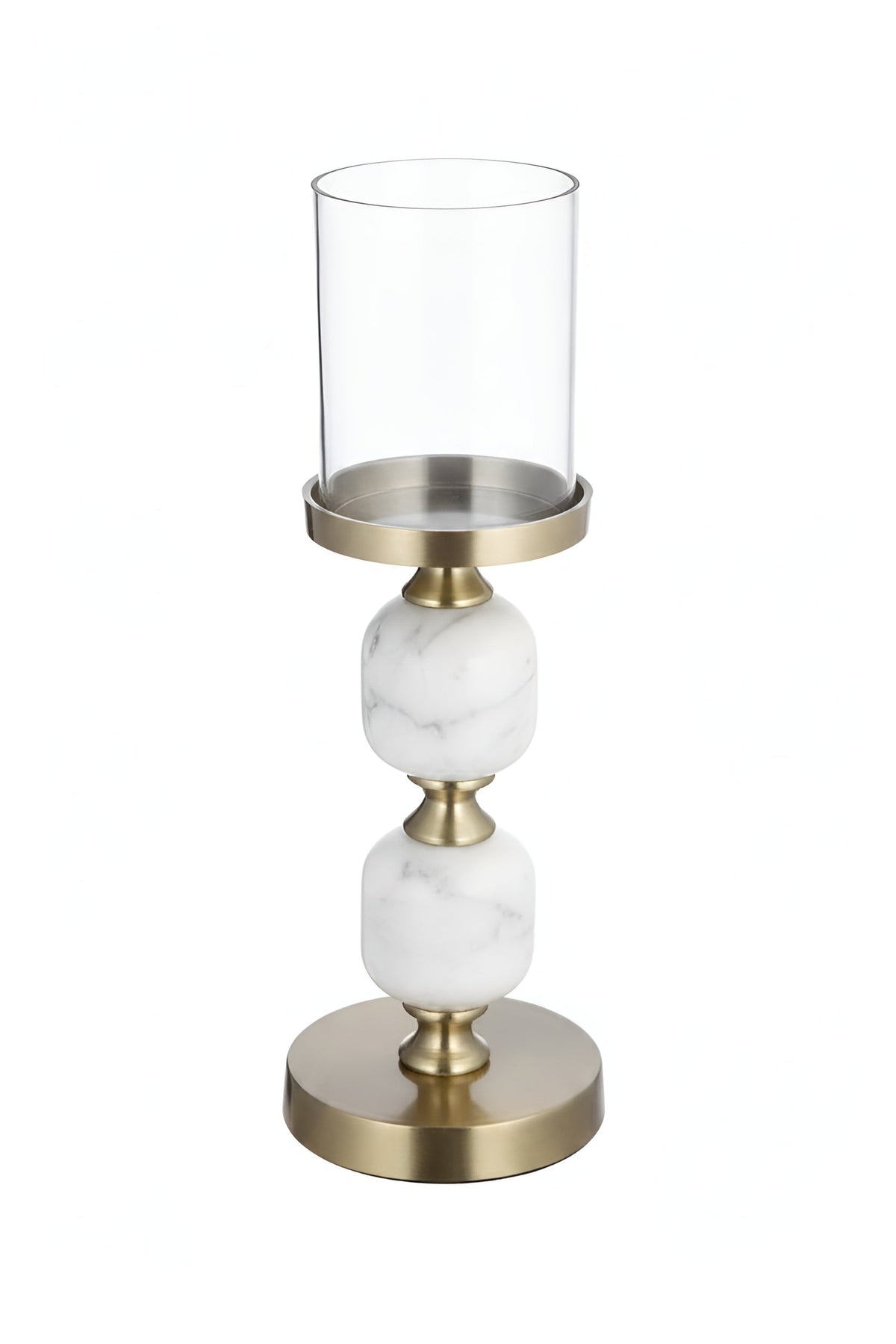 Marble & Aluminum Candle Holder – Modern Decorative Pillar Stand