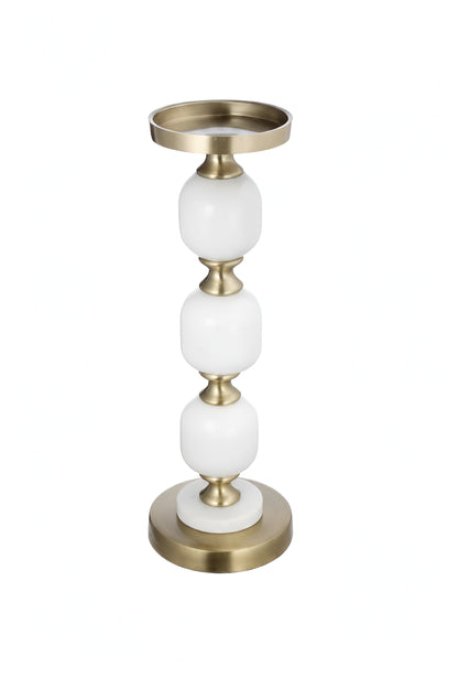 Marble & Aluminum Candle Holder – Modern Decorative Pillar Stand
