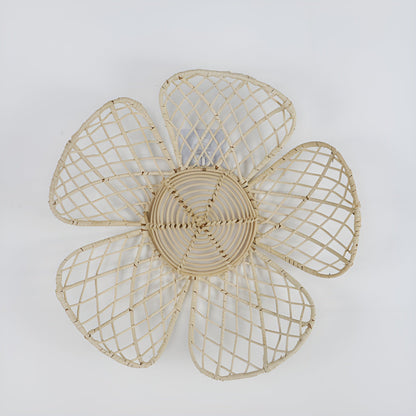 Woven Rattan Flower Wall Decor – Boho Floral Wall Hanging Set
