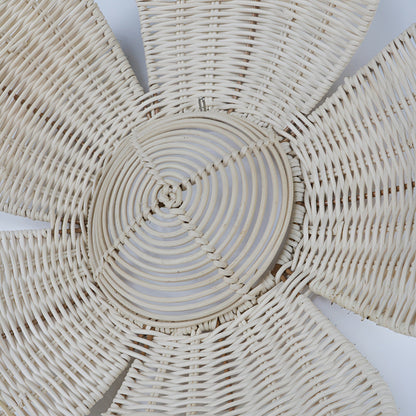 Woven Rattan Flower Wall Decor – Boho Floral Wall Hanging Set